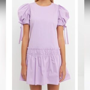 English Factory Purple XS Poplin Ruffle Dress with Tied Detail new with tags